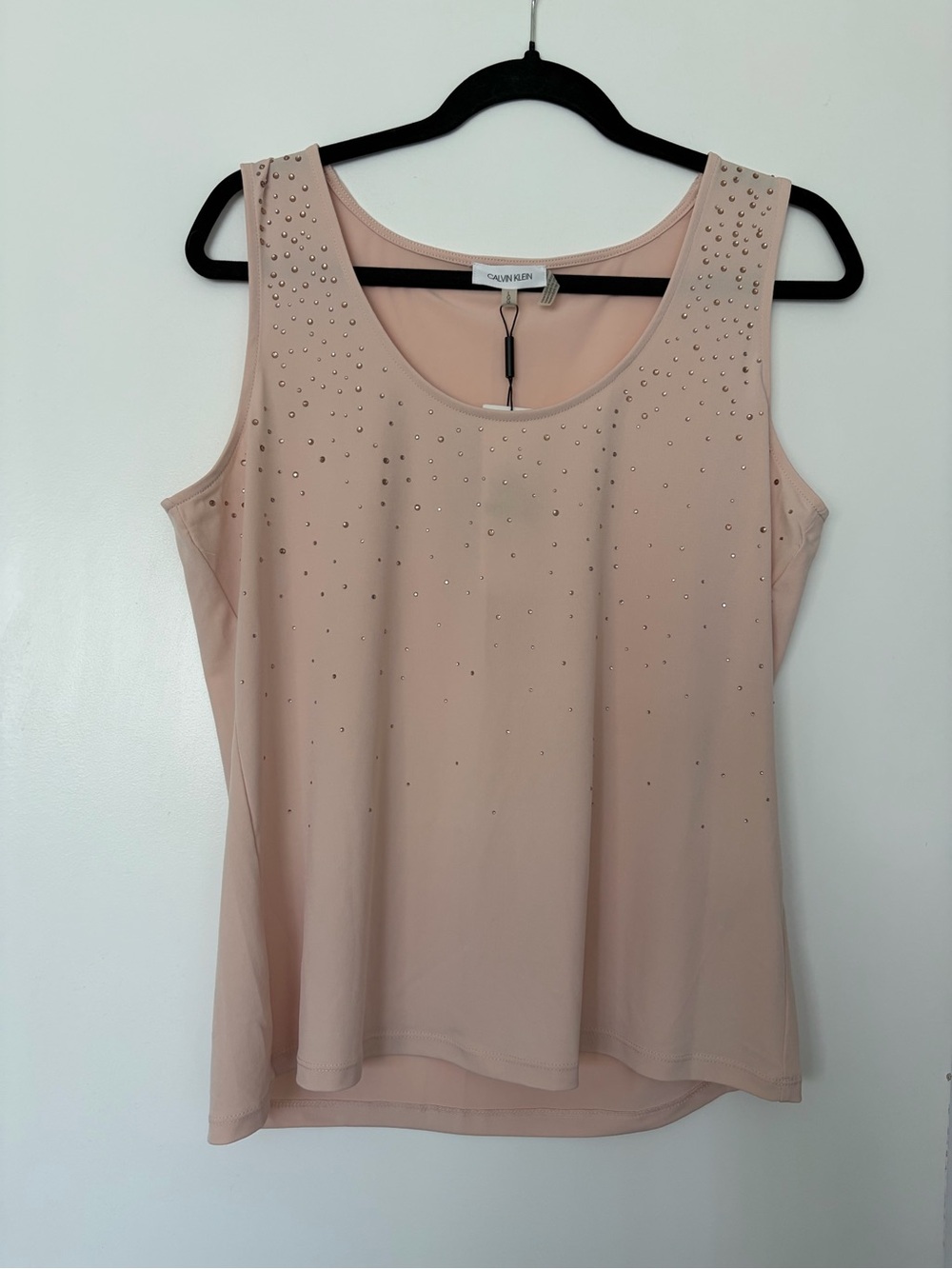 Calvin Klein Dusty Blush Tank Top with Rhinestone Accents